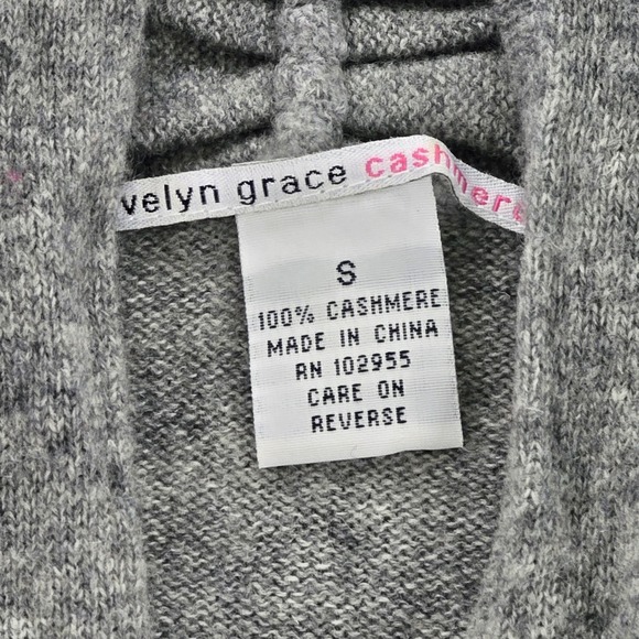 Evelyn Grace 100% Cashmere Gray Open Front Cardigan Sweater Women's S EUC - Picture 6 of 7
